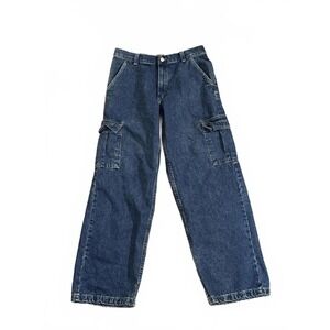 Vintage, Retro, Wrangler Hero Carpenter Utility Jeans, Medium-Dark Wash 30x30